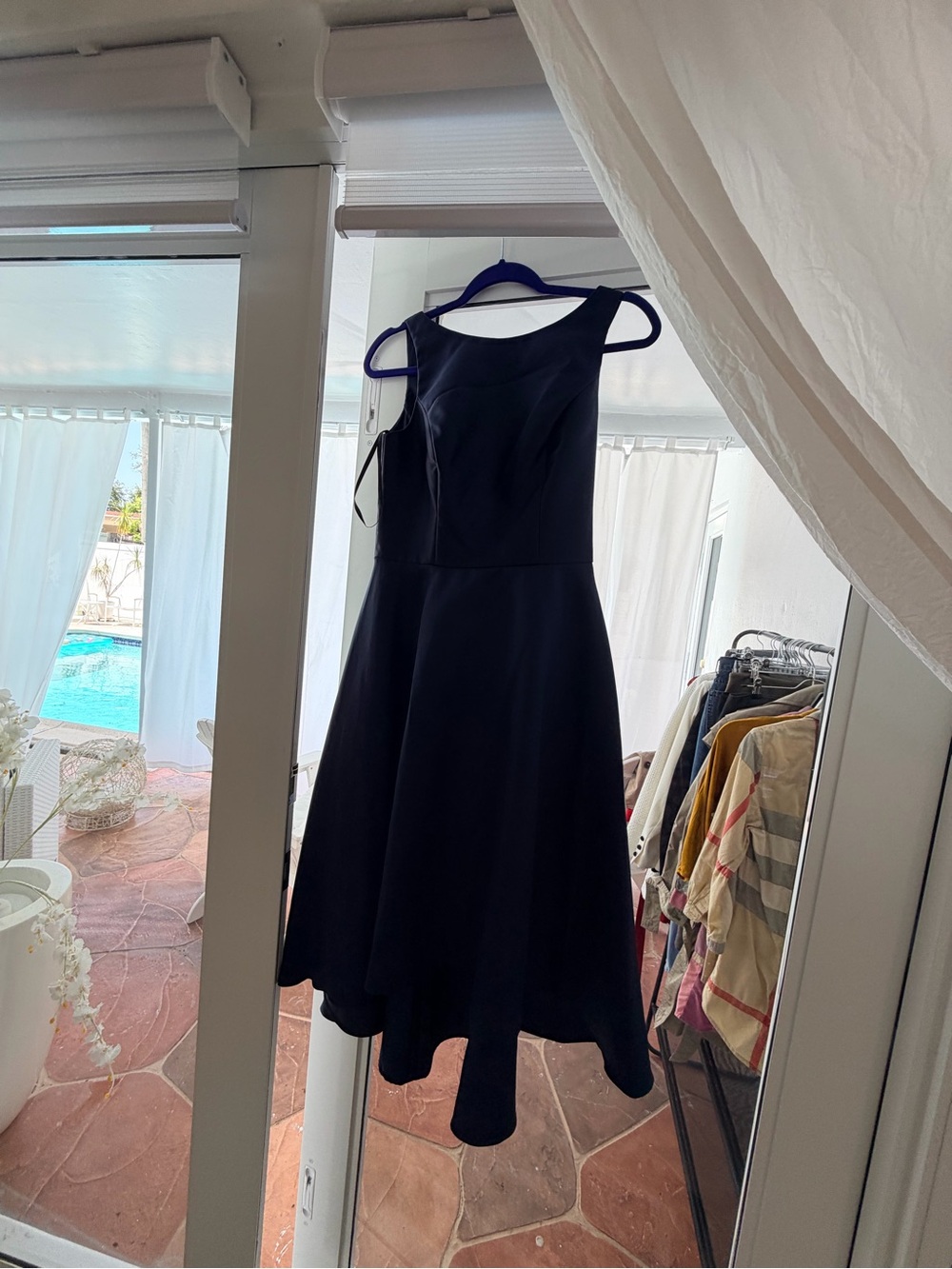 ALFRED SUNG Navy Sleeveless High-Low Fit-and-Flare Dress - Picture 9 of 10
